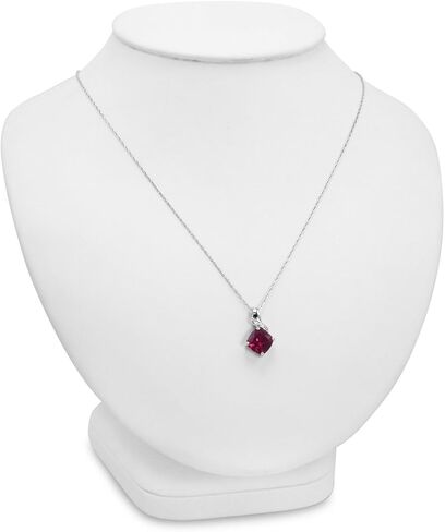 Lab Grown Gemstone and Natural Diamond Pendant Necklace in Sterling Silver |18 inch Sterling Silver Chain| Created Ruby, Created Sapphire or Created Opal|Necklaces for Women in Saudi Arabia