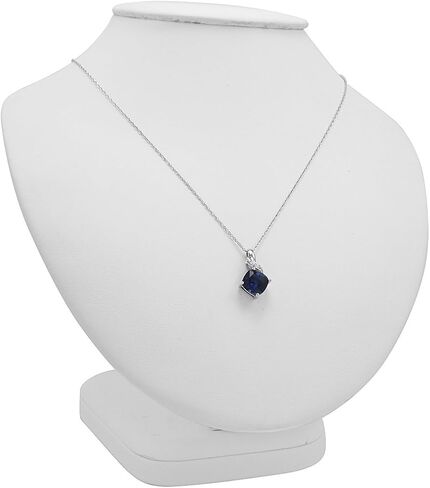 Lab Grown Gemstone and Natural Diamond Pendant Necklace in Sterling Silver |18 inch Sterling Silver Chain| Created Ruby, Created Sapphire or Created Opal|Necklaces for Women in Saudi Arabia