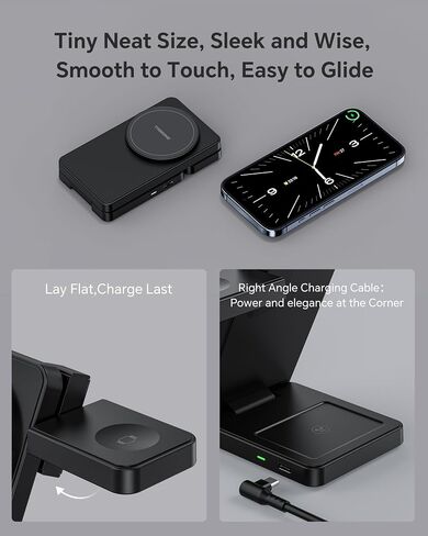 3-in-1 Travel Wireless Charging Station with Compatibility for iPhone 15/14/13/12/11/X/8 Series, Includes Apple Watch and AirPods Charger – Fast Magnetic Charging Stand for Multiple Devices (White) in Saudi Arabia