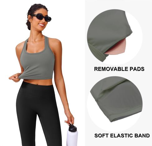 PINSPARK Sports Bra Longline Racerback Tank Tops for Women Padded Workout Yoga Top in Saudi Arabia