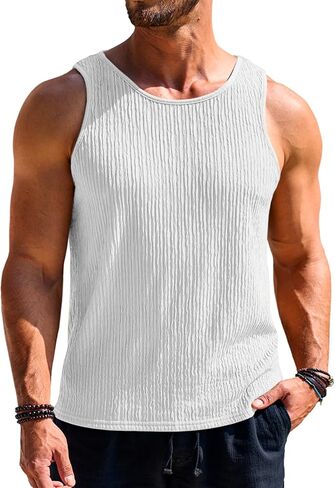 Beotyshow Men's Ribbed Tank Tops Knit Sleeveless Casual Tee Muscle Basic T Shirts in Saudi Arabia