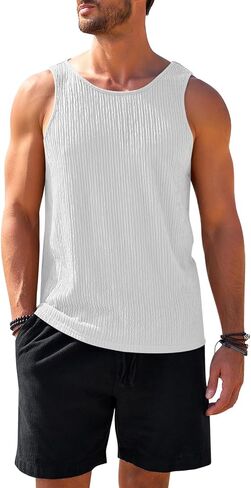 Beotyshow Men's Ribbed Tank Tops Knit Sleeveless Casual Tee Muscle Basic T Shirts in Saudi Arabia