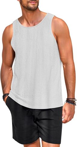 Beotyshow Men's Ribbed Tank Tops Knit Sleeveless Casual Tee Muscle Basic T Shirts in Saudi Arabia