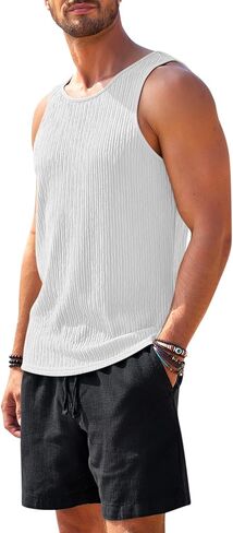 Beotyshow Men's Ribbed Tank Tops Knit Sleeveless Casual Tee Muscle Basic T Shirts in Saudi Arabia