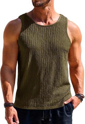Beotyshow Men's Ribbed Tank Tops Knit Sleeveless Casual Tee Muscle Basic T Shirts in Saudi Arabia