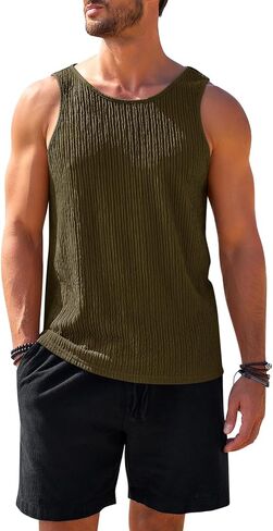 Beotyshow Men's Ribbed Tank Tops Knit Sleeveless Casual Tee Muscle Basic T Shirts in Saudi Arabia