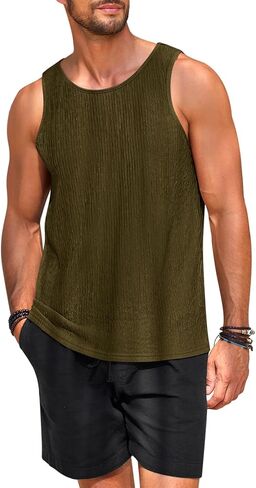 Beotyshow Men's Ribbed Tank Tops Knit Sleeveless Casual Tee Muscle Basic T Shirts in Saudi Arabia