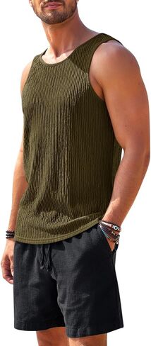 Beotyshow Men's Ribbed Tank Tops Knit Sleeveless Casual Tee Muscle Basic T Shirts in Saudi Arabia