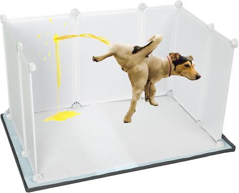 Bencacawinstyle Dog Puppy Pad Enclosure Splash Guard مع حصيرة غير قابلة للانزلاق، صينية حامل وسادة تبول مانعة للتسرب للكلاب الصغيرة تعمل مع معظم منصات التدريب وسهلة التنظيف. in Kuwait
