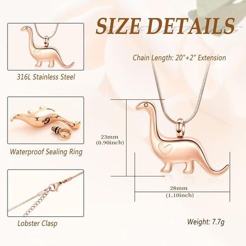Minicremation Cremation Urn Necklace for Ashes Dinosaur Memorial Jewelry Pendant for Women Men Keepsake Lockets in Kuwait