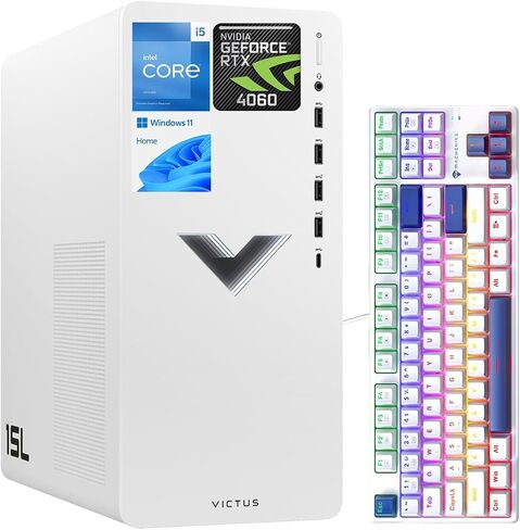 HP Newest Victus 15L RTX 4060 Tower Gaming Desktop, Intel i5-14400F (Beats Intel i7-13650HX), NVIDIA GeForce RTX 4060, 64GB RAM, 2TB SSD, Wi-Fi 6, W11H, Machenike Mechanical Gaming Keyboard Bundle in Saudi Arabia