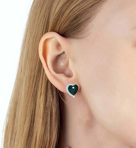 Austrian Crystal Heart Halo Drop Leverback Earrings for Women 14K White Gold Plated Hypoallergenic Huggie Earring Jewelry Gift in Kuwait