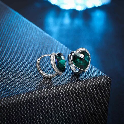 Austrian Crystal Heart Halo Drop Leverback Earrings for Women 14K White Gold Plated Hypoallergenic Huggie Earring Jewelry Gift in Kuwait