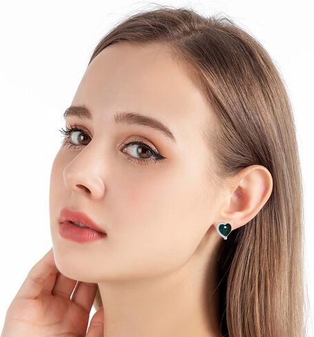 Austrian Crystal Heart Halo Drop Leverback Earrings for Women 14K White Gold Plated Hypoallergenic Huggie Earring Jewelry Gift in Kuwait