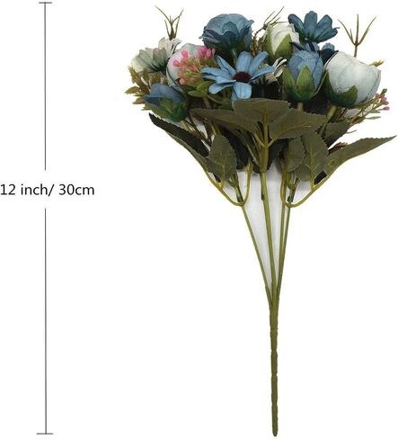CATTREE Artificial Peony Bud Mixed Flowers, 4pcs Plastic Plants Silk Fake Flowers Bouquet Bridal Home Garden Office Kitchen Bathroom Table Centerpieces Wedding Decor Decorations Blue in Saudi Arabia