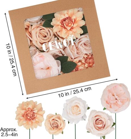 CEWOR White Artificial Flowers Rose Fake Flowers for DIY Wedding Bouquets Combo Centerpieces Arrangements Party Bridal Baby Shower Home Decorations, White-Champagne in Saudi Arabia