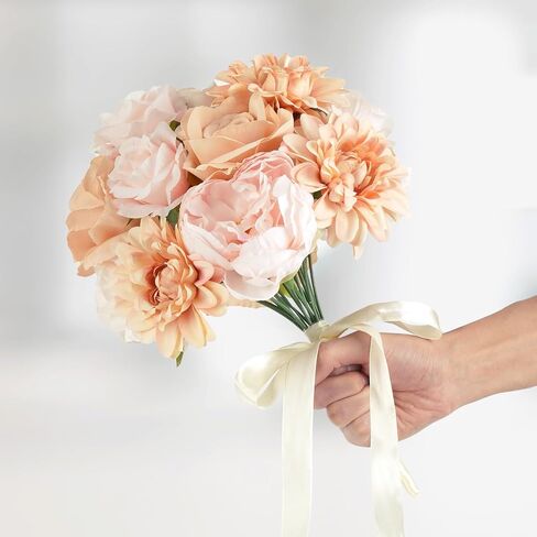 CEWOR White Artificial Flowers Rose Fake Flowers for DIY Wedding Bouquets Combo Centerpieces Arrangements Party Bridal Baby Shower Home Decorations, White-Champagne in Saudi Arabia