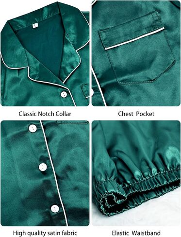 طقم بيجامة حريمي حريري مع عصابة رأس وربطة شعر معصوب العينين وأكمام طويلة من الساتان الناعم بأزرار للأسفل طقم Pj ملابس للاستلقاء in Kuwait