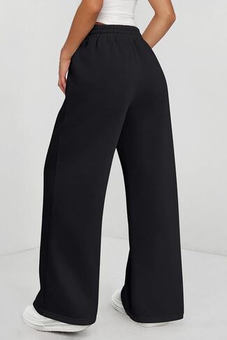 Womens Wide Leg Sweatpants Flare High Waisted Baggy Pants Drawstring Athletic Joggers Fashion Winter Outfits in Saudi Arabia