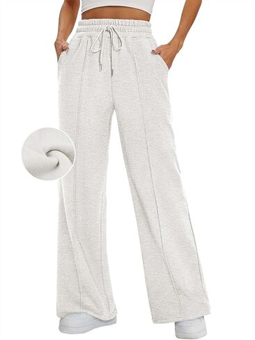 Womens Wide Leg Sweatpants Flare High Waisted Baggy Pants Drawstring Athletic Joggers Fashion Winter Outfits in Saudi Arabia