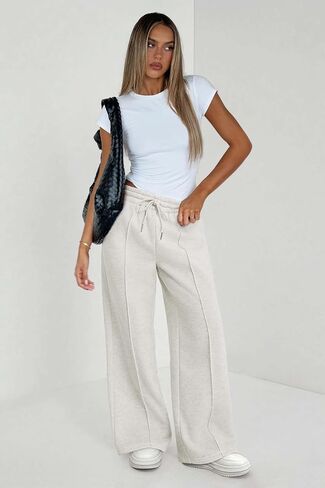 Womens Wide Leg Sweatpants Flare High Waisted Baggy Pants Drawstring Athletic Joggers Fashion Winter Outfits in Saudi Arabia