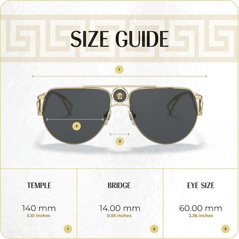 نظارات شمسية فيرساتشي VE2231 بايلوت للنساء + حزمة مع مجموعة نظارات مجانية من ديزاينر آي وير in Kuwait