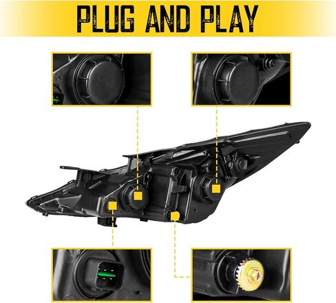 مجموعة المصابيح الأمامية، زوج واحد من مجموعة المصابيح الأمامية الأمامية من الكروم الكهرماني لـ 2011 2012 2013 2014 Sonata GLS/Limited/SE (باستثناء الهجين)، مجموعة المصابيح الأمامية in Kuwait