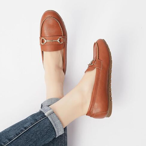 حذاء بدون كعب مريح كاجوال للسيدات سهل الارتداء حذاء مسطح للنساء مع دعم للقوس ومناسب بإبزيم أنيق للنساء (أسود، 9) in Kuwait