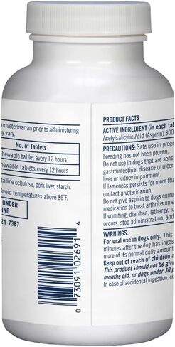 PetArmor Aspirin for Small Dogs, Fast Acting Anti-Inflammatory and Pain Relief For Dogs, Vet-Quality Joint Support and Pain Meds for Dogs, 75 Liver Flavored Tablets in Kuwait