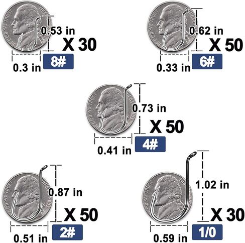 Octopus Hooks Saltwater Kit Barbed Beak Fishing Hooks Offset/Upturned Eye/High Carbon Steel for Fishing Rigs Catfish 250pcs/100pcs in Kuwait