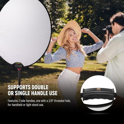 NEEWER 43"/110cm Light Reflector with Handle Grip with 3/8" Thread, 5 in 1 Collapsible Disc Light Diffuser Translucent/Silver/Gold/White/Black for Photography Lighting, Outdoor Lighting, RF-110II in Saudi Arabia