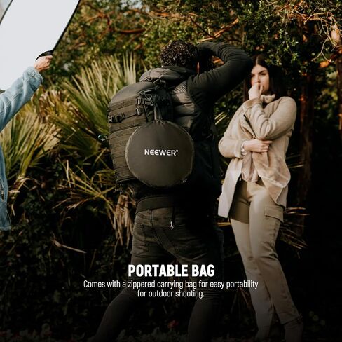 NEEWER 43"/110cm Light Reflector with Handle Grip with 3/8" Thread, 5 in 1 Collapsible Disc Light Diffuser Translucent/Silver/Gold/White/Black for Photography Lighting, Outdoor Lighting, RF-110II in Saudi Arabia