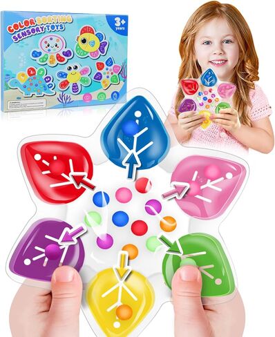 Color Sorting Sensory Toys, Toddler Travel Fine Motor Toys, Preschool Learning Activities Calm Down Sensory Toys for kids with Autism, Color Matching Montessori Fidget Toys for Kids Ages 3+, Dinosaur in Kuwait