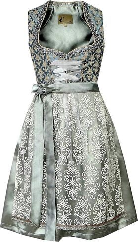 Authentic Oktoberfest Bavarian Dress Women's German Dirndl Dress Silver Blue Costumes Halloween Size 4-16 in Saudi Arabia