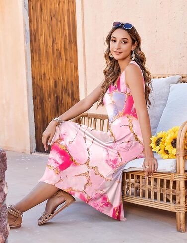 Zeagoo Summer Casual Dresses for Women Midi Beach Dress Swing Tank Sundress Hankerchief Hem Tshirt Dress with Pockets 2025 in Kuwait