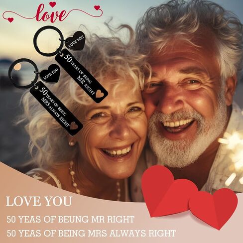 Ikacvb 2pcs 50th Anniversary Wedding Gifts For Couples Parents 50th Birthday Ideas Valentines Day Gifts Keepsake in Saudi Arabia