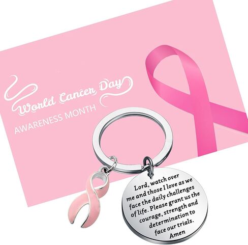 بوبونا هدية الناجين من سرطان الثدي شريط وردي سلسلة مفاتيح ناجية من السرطان مجوهرات مقاتلة هدية ملهمة للنساء in Kuwait