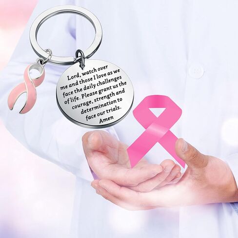بوبونا هدية الناجين من سرطان الثدي شريط وردي سلسلة مفاتيح ناجية من السرطان مجوهرات مقاتلة هدية ملهمة للنساء in Kuwait