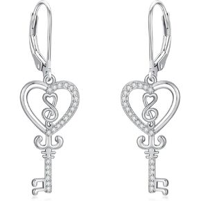 Key Earrings for Women S925 Sterling Silver Treble Clef Music Note Earrings for Music Lover Music Jewelry Gift for Music Lover