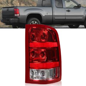 Halogen Tail Light Assembly Fit for GMC Sierra 1500 2500HD 3500HD 2007-2013, Rear Lamp Left Driver Side, Red Lens Brake Light for GM2800208 GM2801208