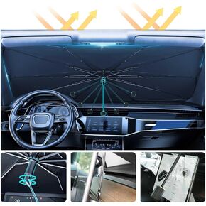 Car Windshield Sunshade Umbrella with 360° Bendable Handle,Windscreen Sun Shade Front Window Sunshades Foldable UV Car Front Screen Sunshade Fits Small Cars,Compact Cars-S(49x25 Inch)