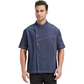 Nanxson Chef Coat Chef Jacket Denim Clothe Men's Long Short Sleeve Restaurant Kitchen Cooking Chef Uniform CFM0086