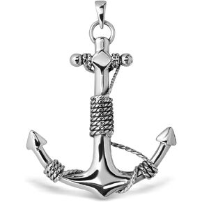 WithLoveSilver 925 Sterling Silver 40mm Charm Rope Anchor Pendant