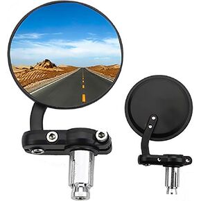 GOOFIT 7/8" 22mm Motorcycle Rear View Side Round Bar End Mirror Handlebar Rearview Mirrors Replacement for Scooter Most Pack of 2