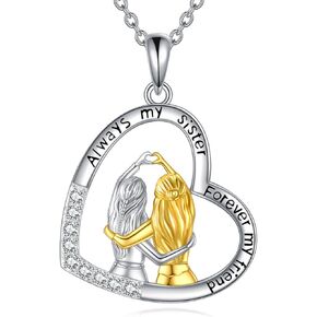 Sisters Necklace for 2 Sterling Silver Best Friend Necklace Sisters Gifts from Sisters Heart Pendant Necklace Sisters Jewelry