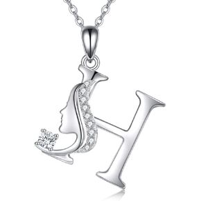 YAFEINI Initial Letter Pendant Necklace for Women Alphabet A-Z 925 Sterling Silver Jewelry Gifts