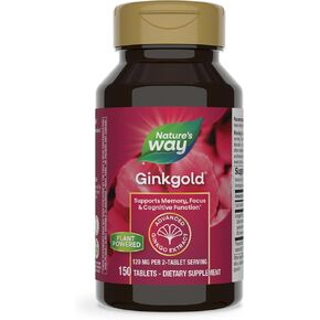 Nature's Way Ginkgold Advanced Ginkgo Extract, Supports Memory, Focus & Cognitive Function*, Ginkgo Biloba Extract, 150 Tablets (Packaging May Vary)