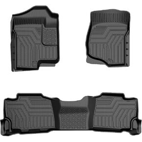 Mixsuper Custom Fit for Floor Mats 2007-2014 Cadillac Escalade/Chevrolet Tahoe/GMC Yukon All Weather Floor Liners Durable 1st & 2nd Row Mat Liner Set Black