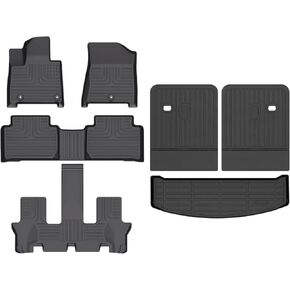 Wayhigh-All Weather Floor Mats & Cargo Liner for 2024 2025 Hyundai Santa fe（Non Hybrid）,Custom Fit TPE Heavy Duty Car Mats Set 2025 Hyundai Santa fe Accessories- Black