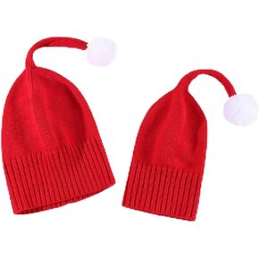 2 Pcs Parent-Child Beanie Hat,Mother & Baby Daughter/Son Christmas Red Warm Beret Hat Knit Hat,Kids Soft Beanie Cap